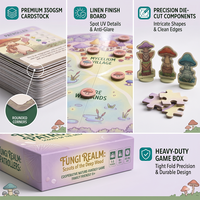 Jeu de société coopératif avec cartes en carton finition Linoid, encre sans huile minérale testée EN71, pour interaction sur le thème de la nature, boîte octogonale