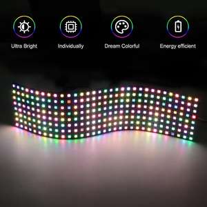 Dc5V WS2812B RGB LED Panneau <span class=keywords><strong>lumineux</strong></span> <span class=keywords><strong>flexible</strong></span> numérique adressable individuellement WS2812 8X8 16X16 8X32 Pixel Matrix Sheet Light - Product Image 2