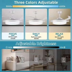 Ventilateur de plafond intelligent invisible avec lumière LED <span class=keywords><strong>et</strong></span> télécommande, moderne, DC, rétractable - Product Image 2
