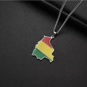 Collar de Acero Inoxidable con Mapa de Bolivia Esmaltado al por Mayor para Mujeres y Hombres, Colgante con Bandera Boliviana de Acero Inoxidable - Product Image 5