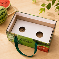 Boîte d'emballage portable personnalisée pour pastèque, boîte cadeau haut de gamme en carton ondulé pour fruits frais, boîte en carton imprimée en couleur