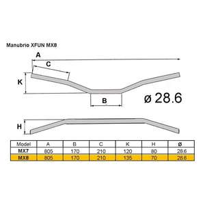 มือจับ MX8โค้งงอสูง Ø28พวงมาลัยมอเตอร์ไซค์ประสิทธิภาพสูง - Product Image 3