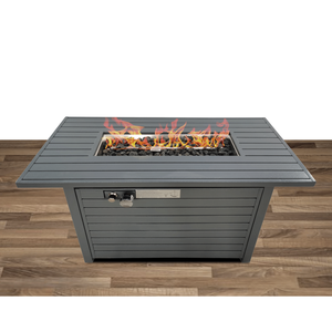 Table de foyer carrée en acier Corten Db Steel, au gaz naturel, 40000 Btu, chauffage de jardin extérieur au design moderne avec couvercle - Product Image 1