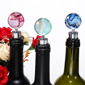 Tapón de botella de vino de mármol, tapón decorativo de vidrio para bebidas con diseño de grietas, ideal para regalar. - Product Image 3