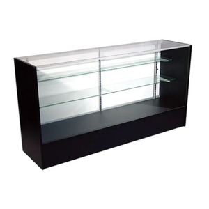 Vente au détail personnalisée Mdf 4 pieds <span class=keywords><strong>noir</strong></span> en <span class=keywords><strong>bois</strong></span> pleine vision magasin de fumée <span class=keywords><strong>vitrine</strong></span> <span class=keywords><strong>vitrine</strong></span> en verre avec lumière - Product Image 3
