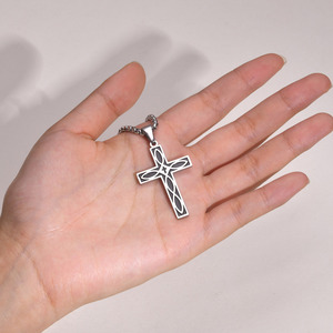 Vintage Designer Simple Stylish Prayer <strong>Celtic</strong> Knot <strong>Cross</strong> Pendant Christian Stainless Steel <strong>Necklace</strong> for Men Fashion Jewelry - Product Image 4