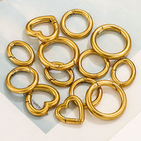 Fermoirs à ressort en acier inoxydable plaqué or 18 carats, connecteurs ronds pour bijoux, accessoires pour la fabrication de colliers et de sacs à main