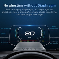 HUD de voiture compatible Google Maps C3 avec écran LCD HD 5 pouces, OBD2+GPS, température de l'eau et horloge, système d'alarme de voiture double fonction