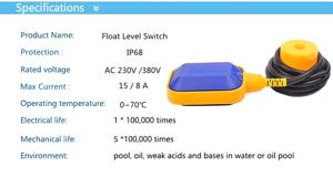 Sensor <span class=keywords><strong>de</strong></span> Flotador Mini para Bomba Monofásica, Diseño Ligero, Ajusta el Nivel <span class=keywords><strong>de</strong></span> Agua en Tanques <span class=keywords><strong>de</strong></span> Riego a Escala - Product Image 3