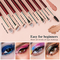 Ensemble de maquillage professionnel 30 pièces, manche en bois rouge, poils synthétiques, kit de fond de teint haut de gamme, crayon à sourcils, crayon à lèvres, pinceau estompeur