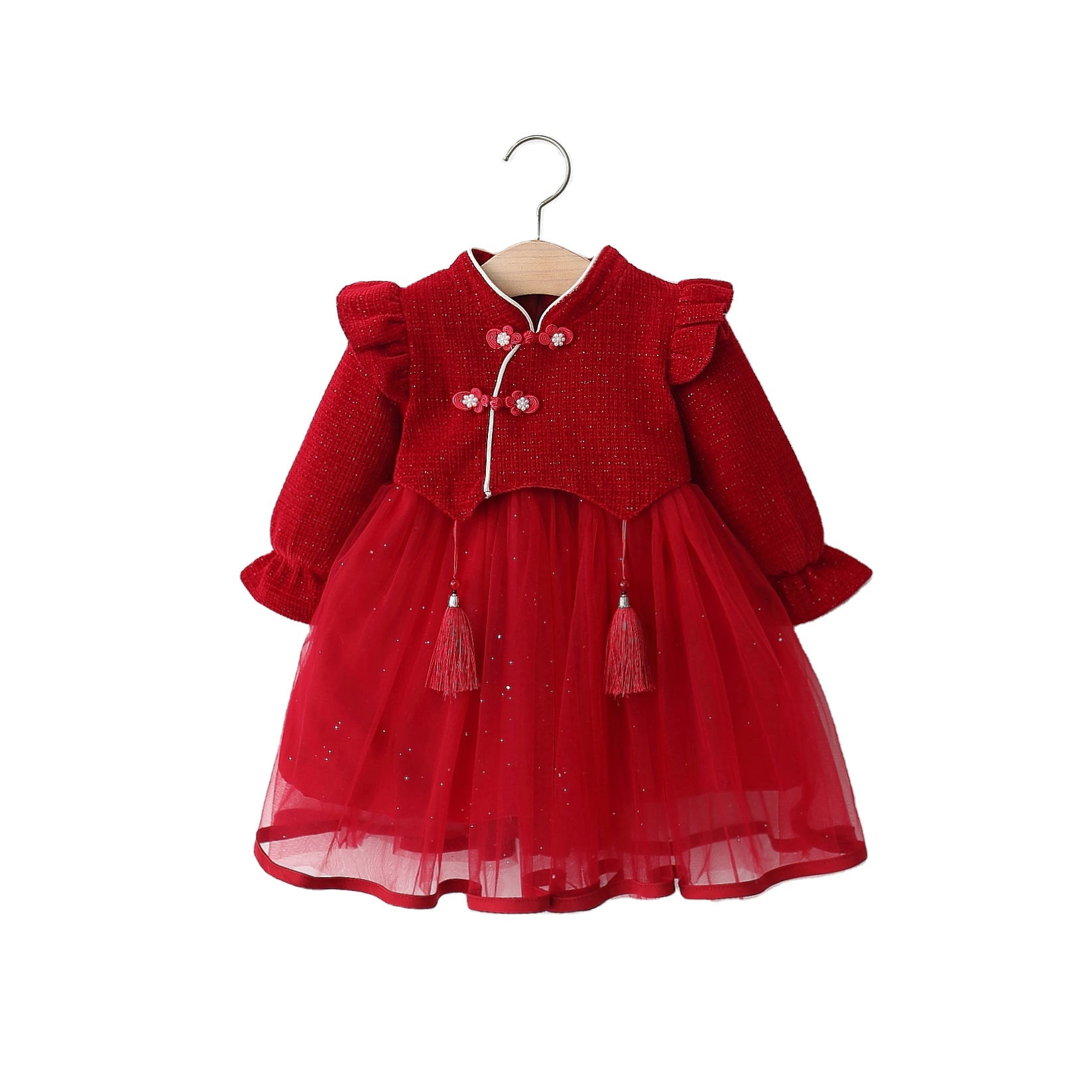 Winter Girls Retro Dress New Two-Button Willow Comb Fleece-Lined Thickened  Clothes for Children Chinese Style New Year Clothing| Alibaba.com
