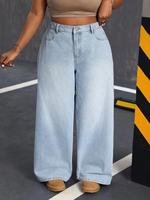 Jean ample décontracté taille basse pour femme, nouvelle collection 2026, grande taille, respirant, doux, avec poches, coupe large et confortable