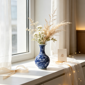 Vase en céramique bleu sous glaçure, pot à fleurs moderne pour rebord de fenêtre, décoration florale pour intérieur, maison, table de mariage - Product Image 2
