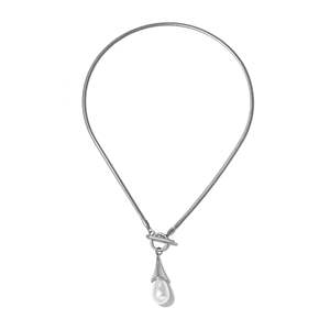Collier de perles en acier inoxydable 316L plaqué or PVD, bijoux durables et résistants pour femmes - Product Image 1