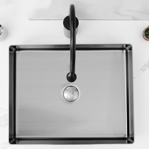 Lavabo de Sobremesa de Acero Inoxidable SUS304 Negro Mate, 1.0 mm de Grosor, Moderno y de Lujo, para Baño, Bar, Hotel - Product Image 3