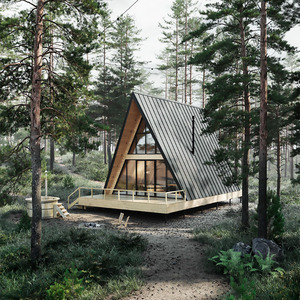 Casa prefabbricata in acciaio casa triangolare cabina parco 2 piani casa prefabbricata case case di lusso all'aperto piccolo un casolare telaio - Product Image 1