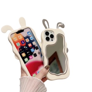 Maquillage mignon lapin miroir Silicone antichoc coque de téléphone pour <span class=keywords><strong>IPhone</strong></span> 15 14 13 12 11 Pro Max Plus XS XR X 8 + 7 Plus mode - Product Image 5