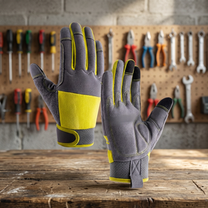 Guantes de Trabajo de Uso General JNA GROUP, Grises y Amarillos, con Dedos Texturizados de Cuero PU, Antideslizantes, con Puño de Punto, 10mil de Grosor, 28cm, Resistentes a la Abrasión - Product Image 3
