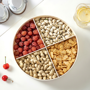 Plateau à collation rond à 4 compartiments, en plastique, pour le rangement des aliments, design minimaliste pour le salon - Product Image 1
