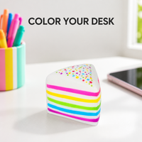 Lot de 3 balles anti-stress squishy en forme de tranches de gâteau arc-en-ciel, en mousse à remontée lente, avec confettis crème, cadeau de bureau pour les amateurs de desserts