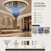Lustre en verre coloré irrégulier personnalisé, forme dégradée, lampe suspendue pour hall d'hôtel, éclairage de projet pour plafond haut