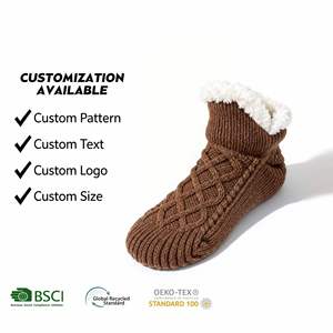 <span class=keywords><strong>Calcetines</strong></span> Térmicos Nórdicos de Jacquard con Hilo de Seda Brillante Personalizados, <span class=keywords><strong>Calcetines</strong></span> Gruesos de Forro Polar Sherpa Antideslizantes para Nieve, <span class=keywords><strong>Calcetines</strong></span> Cálidos para Dormitorio - Product Image 1