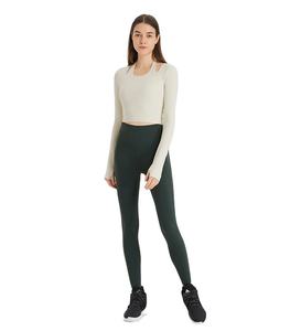 <span class=keywords><strong>DS214</strong></span> Langarm-Daumen löcher Crop Top Zweiteiliges Hemd mit Brust polster - Product Image 6