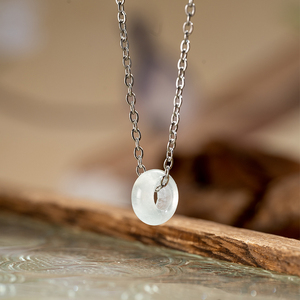 Elegant Design Minimalist Quartz Jade Bead Pendant Necklace Rhodium Steel <b>Chain</b> Handmade Jewelry Engagement Wedding Party - Product Image 3