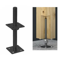 Support de poteau de pergola réglable en acier galvanisé robuste noir, enduit de poudre, étanche