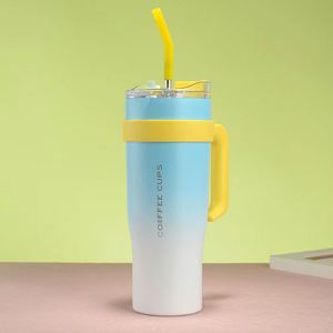 Vaso térmico de viaje para coche Ice Bully Handle Mug de 40oz, doble pared, con tapa, pajita y base antideslizante, ODM, marca personalizada - Product Image 3