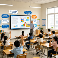 Tableau blanc interactif intelligent BOLAN OEM/ODM 55 pouces, multi-touch 10 points, Android/OPS OS, écran LCD 4K, 32 Go de stockage, pour l'éducation et le bureau