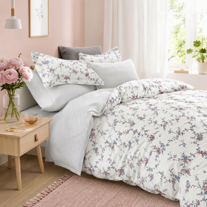 Parure de lit moderne en coton à motifs floraux délicats, housse de couette blanche et bleue 3 pièces 200TC pour B&B, livraison directe UE - Product Image 5