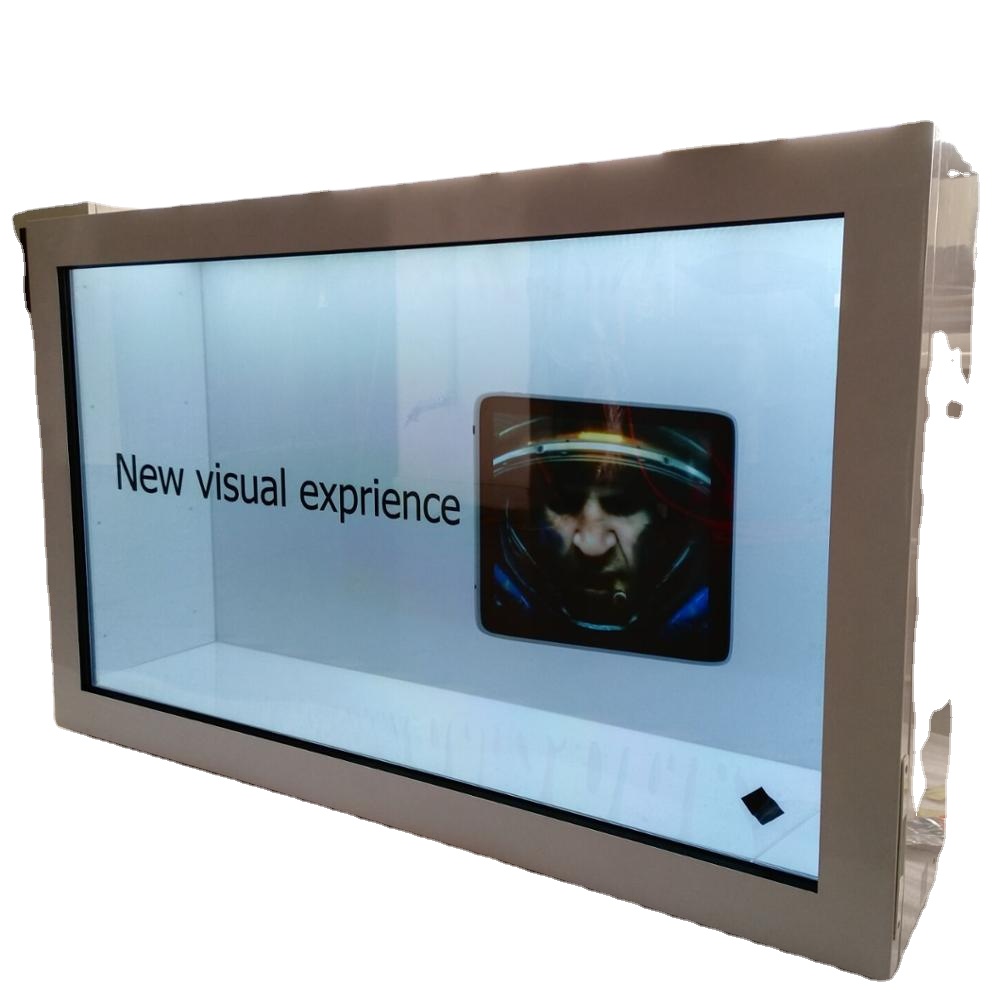 Hot sale 32 inch high resolution and high brightness 1920x1080 FHD transparent LCD display screen showcase for Luxury store