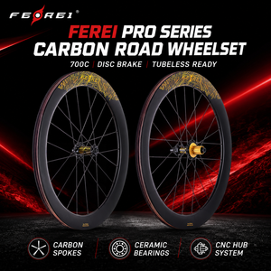 Jeu de roues de route en carbone <span class=keywords><strong>FEREI</strong></span> série 700C, prêtes pour le tubeless, avec moyeux à blocage central et accouplement magnétique - Product Image 1
