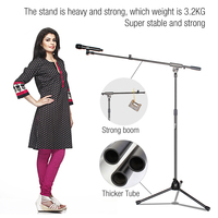 Support de microphone professionnel robuste Yinyu MS005 avec perche de 76 cm et base en aluminium pour enregistrement en studio