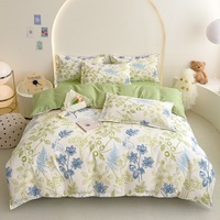 Parure de draps en fibre de polyester imprimée avec technique de tissage à points de surjet, faible MOQ, ensemble de literie avec drap plat