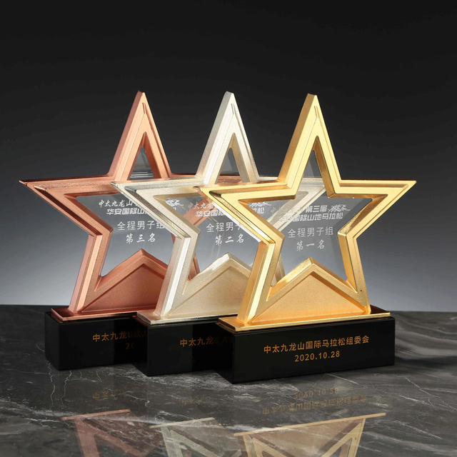 YZ Wholesale Star Crystal Trophy Awards Custom 3D Laser Engraving Eco-Friendly Polished Office Business Event Trophies