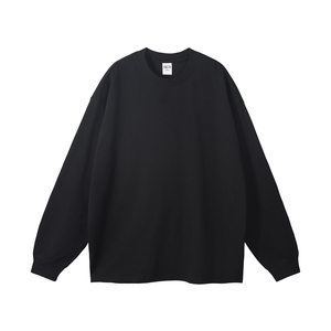 T-Shirt Oversize in cotone pesante da uomo con logo personalizzato a maniche lunghe in maglia a girocollo da uomo - Product Image 5