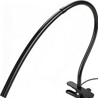Lampe de bureau LED à pince alimentée par courant alternatif Max10W, avec col de cygne flexible, lumière de lecture annulaire, intensité réglable