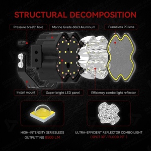 Luces LED de Niebla de 4 Pulgadas y 50W, Luz de Conducción Diurna Ámbar DRL para Camionetas Todoterreno 4x4, UTV, SUV, ATV, 9000LM, 12V, Resistentes al Agua, Luz de Trabajo - Product Image 3