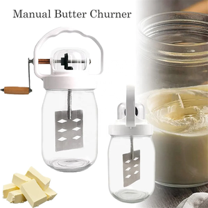 Mantequera manual de vidrio para hacer mantequilla casera deliciosa en tan solo diez minutos. Mantequera de gran capacidad de 1500 ml (1.5 L). - Product Image 5