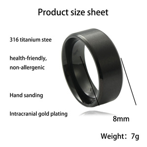 Titanium Steel <b>Ring</b> Black Unisex Fashion Jewelry Gift Simple Design 23017 - Product Image 4
