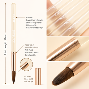 Pinceau à ongles plat avec manche en acrylique, poils en nylon durables, outil de mélange de gel pour salon professionnel et manucure DIY - Product Image 2