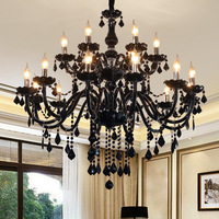 Lustre moderne en cristal noir, luminaires en cristal, lustres de plafond LED, décoration de plafond pour mariage