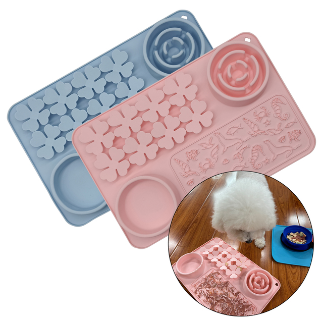 Big Silicone Pet Licking Mat for Dogs & Cats with Suction Cups Peanut Butter Lick Pads for Boredom Reducer Bathing & Grooming