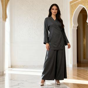 Nouvelle conception, robe abaya décontractée en polyester uni de haute qualité pour femmes musulmanes, fournisseur en gros - Product Image 3
