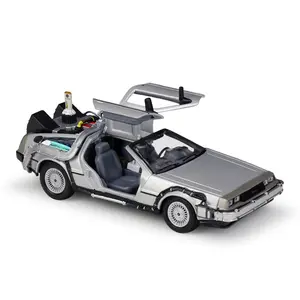WELLY Model mobil mainan, koleksi Model simulasi kendaraan mainan mobil Model Diecast Alloy kembali ke masa depan 1:24