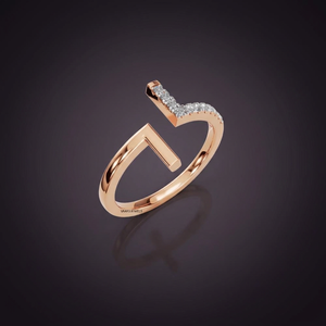 Trendy Chevron Lab Grown Diamond <b>Open</b> <b>Ring</b> for Women Wedding Anniversary Party Statement Band 10K 14K 18K Gold 925 935 Silver - Product Image 3