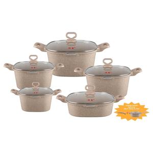10 cái không dính <span class=keywords><strong>Cookware</strong></span> sets Granite chậu và chảo <span class=keywords><strong>Set</strong></span> PFOA miễn phí Frying Chảo saucepans không dính Die Cast nấu ăn <span class=keywords><strong>Set</strong></span> - Product Image 2