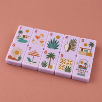 Tuiles de Mahjong sculptées à la main pour l'heure du cocktail, en acrylique bleu ciel, blocs numérotés pour le jeu, accessoires pour soirée Mahjong